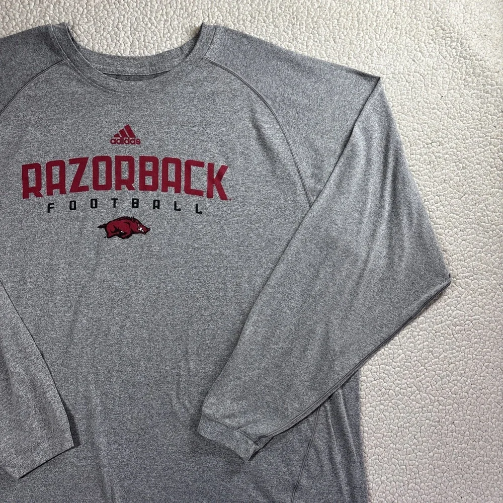 adidas ClimaLite Arkansas Razorback Football Long Sleeve Shirt Men's 2XL Gray